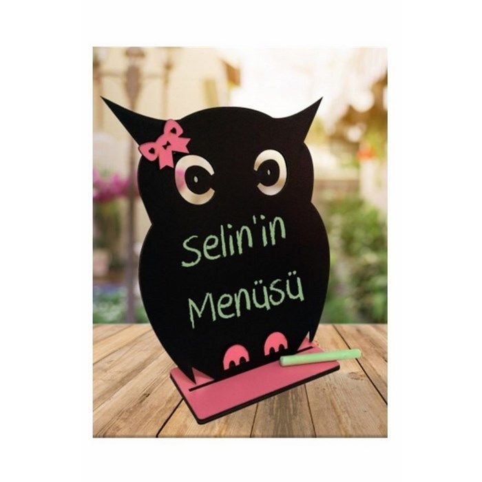 Patrix EV.03190.00 Dekoratif Baykuş Kara Yazı Tahtası Evidea