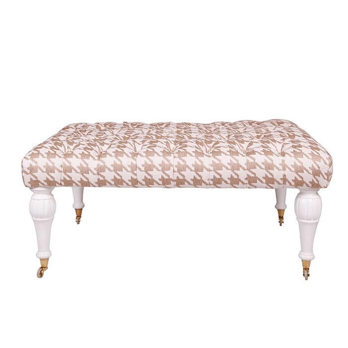 3A Mobilya Kapitone Torna Pirinç Tekerli Puf Sehpa Evidea