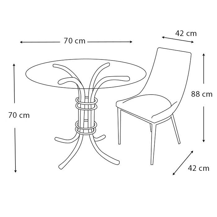 Bey Dockers Buket Yuvarlak Cam Sanpa Lux 2�li Mutfak Masa Takımı Mavi