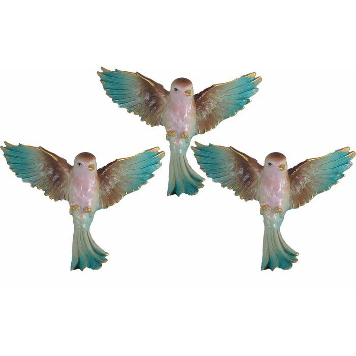 Gold Dekor 55533 3�lü Uçan Kuş Duvar Süsü Mavi Evidea
