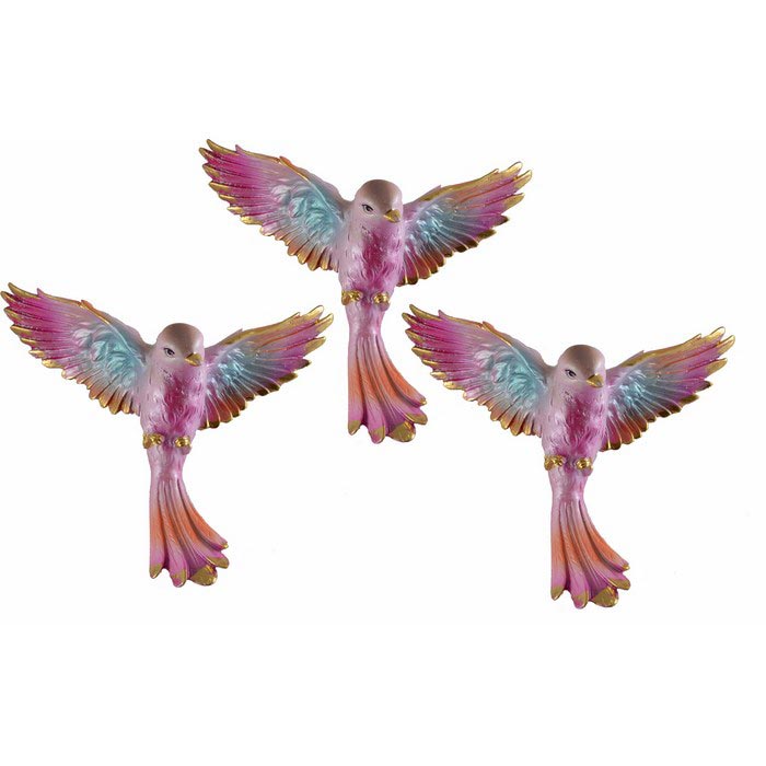 Gold Dekor 55532 3�lü Uçan Kuş Duvar Süsü Pembe Evidea