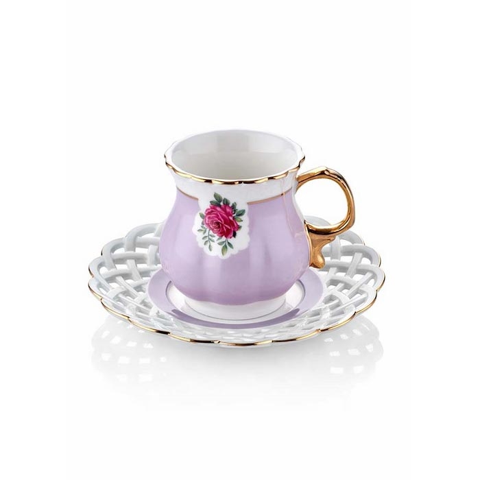 The Mia Eliz 6�lı Kahve Fincanı Mor Evidea