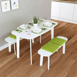 Just Home Ebru Bankli Yemek Masasi Takimi Beyaz Yesil Evidea