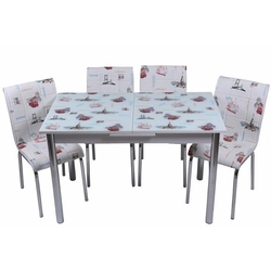 kristal tk 56 4 istanbul desenli yemek masasi takimi 4 sandalyeli