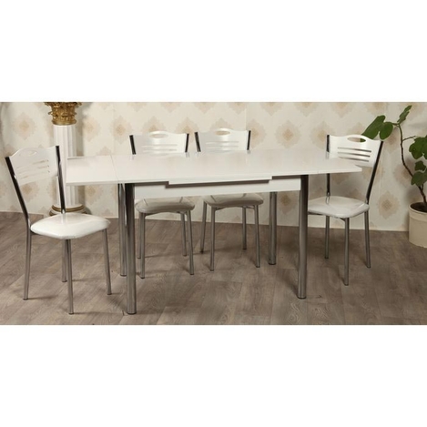 Kristal Tk 24 Byz 4 Yemek Masasi Takimi 4 Sandalyeli Beyaz Evidea