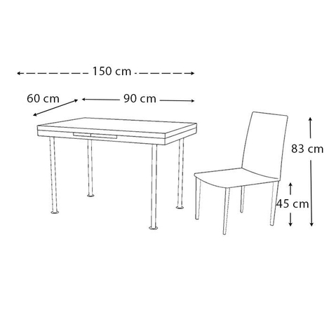 Kristal Monopetli 4 Sandalyeli Yandan Acilir Masa 60x90 Beyaz Evidea