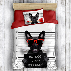 Charlot Home Bad Dog 3D Tek Kişilik Nevresim Seti - Siyah/Beyaz