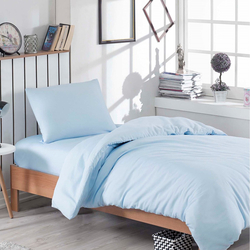Eponj Home Paint Duz Boya Tek Kisilik Nevresim Takimi Acik Mavi Evidea