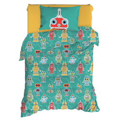 Enlora Home Robotte Tek Kişilik Nevresim Takımı - Yeşil