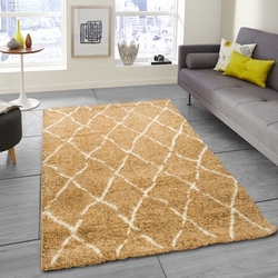Payidar Shaggy G0276M Çizgili Halı (Bej / Krem) - 80x150 cm