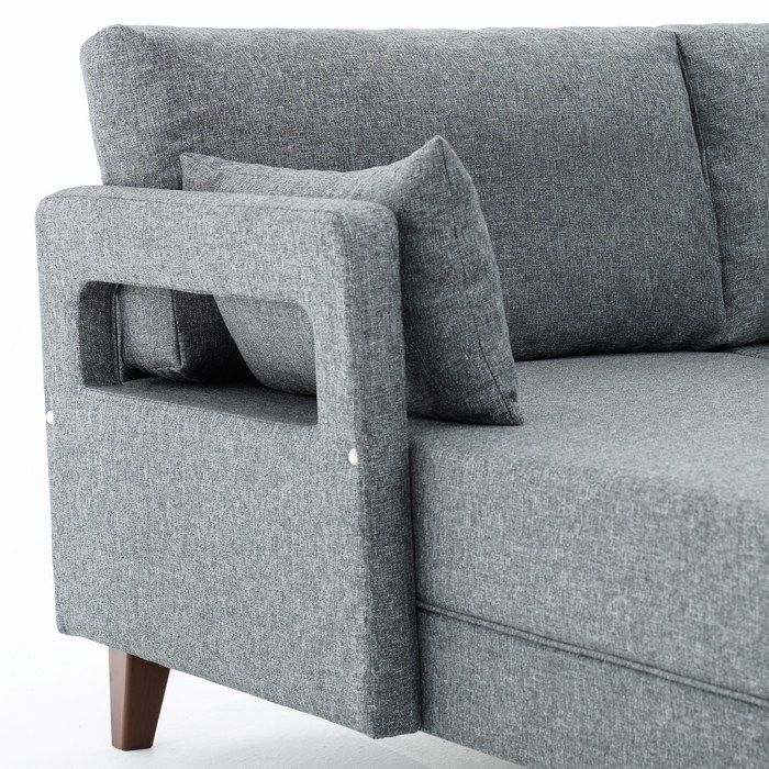 Comfort Yaşam Serisi Puflu Mini Sol Köşe Koltuk Gri Evidea